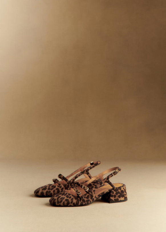 Sézane Women's Paula Babies Leopard Block Heels (Size: 7)