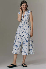Tommie Zip‑Front Midi Dress by Maeve - Ivory Floral - Size: Medium