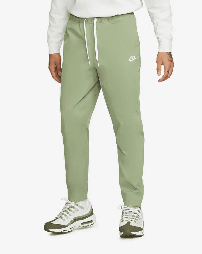 Nike M Nk Club Wvn Taper Leg Pant- Oil Green White-New With Tags