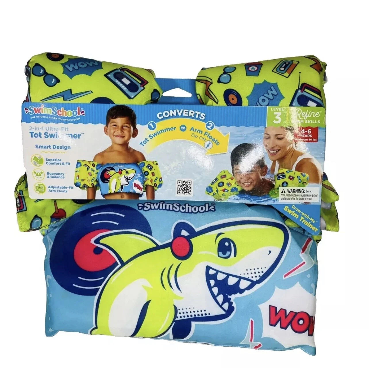 SwimSchool 2 In 1 Ultra-fit Tot Swimmer Blue 4-6 Years - Shark Print