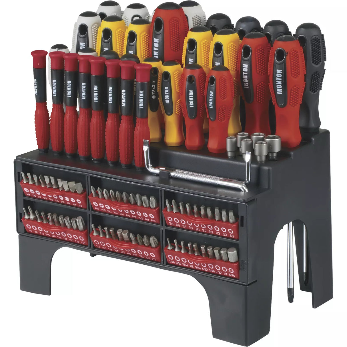 Ironton Screwdriver Bit Set with Storage Rack, 100-Pc.