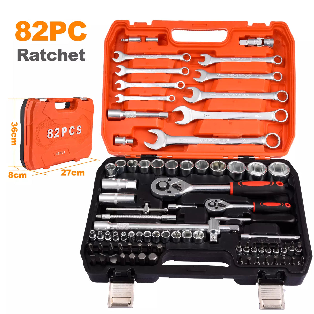 82PC 1/4" Ratchet Wrench Combination Socket Tool Set Kit Auto Car Repair Tool