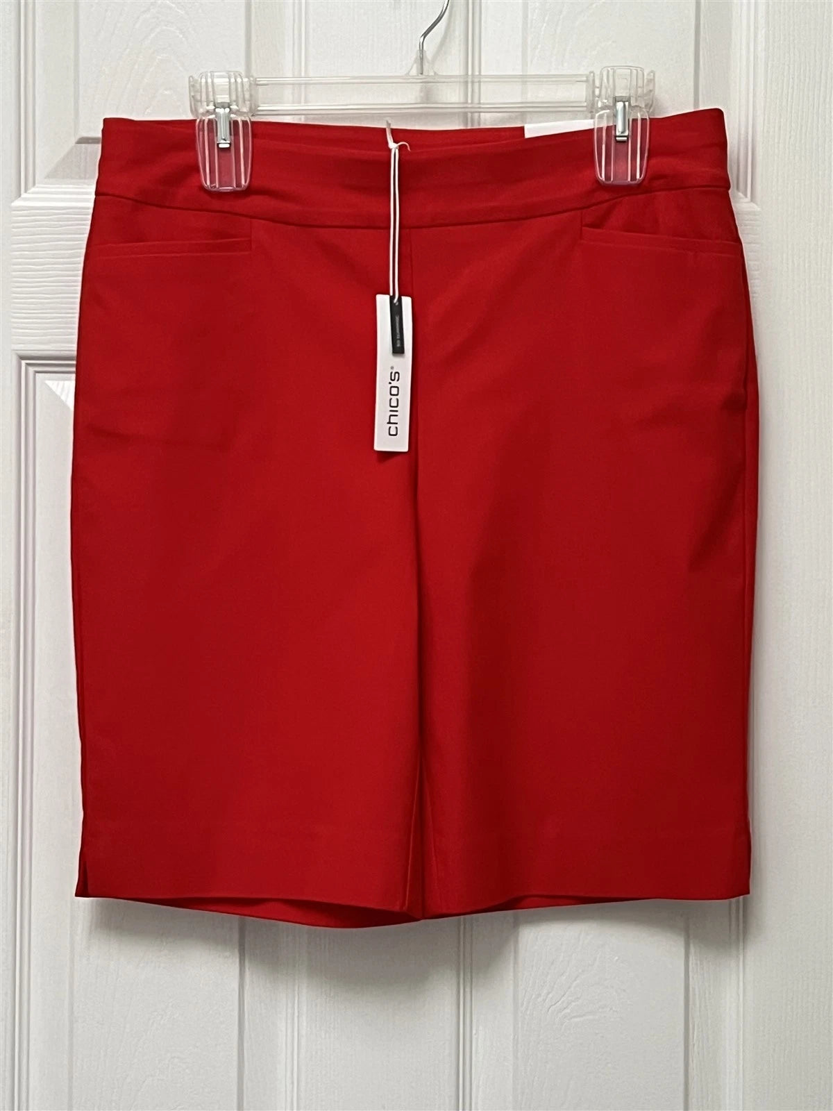 Chico's Brigitte Slim Leg, 10" Shorts, Red, Size 14R