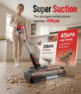 Curvymoontech Cordless Vacuum Cleaner For Home Stick Vacuum 45Kpa Smart Display