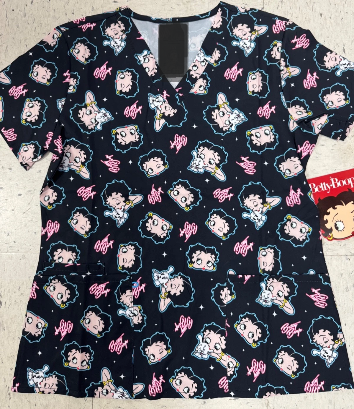 COCO brand Betty Boop Women's Scrub Top With Pockets
