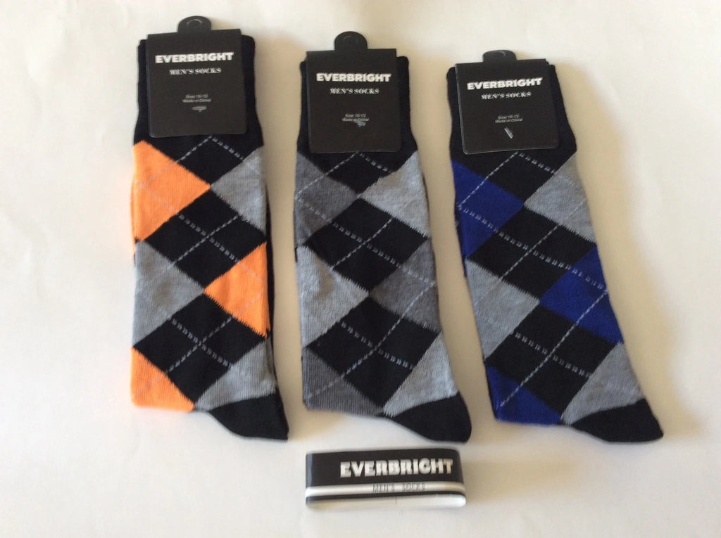 Everbright Mens Crew Socks 6 Pack Argyle Socks in Fun Colors Sz10-13