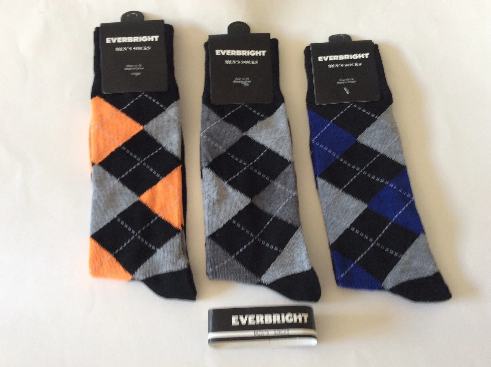 Everbright Mens Crew Socks 6 Pack Argyle Socks in Fun Colors Sz10-13