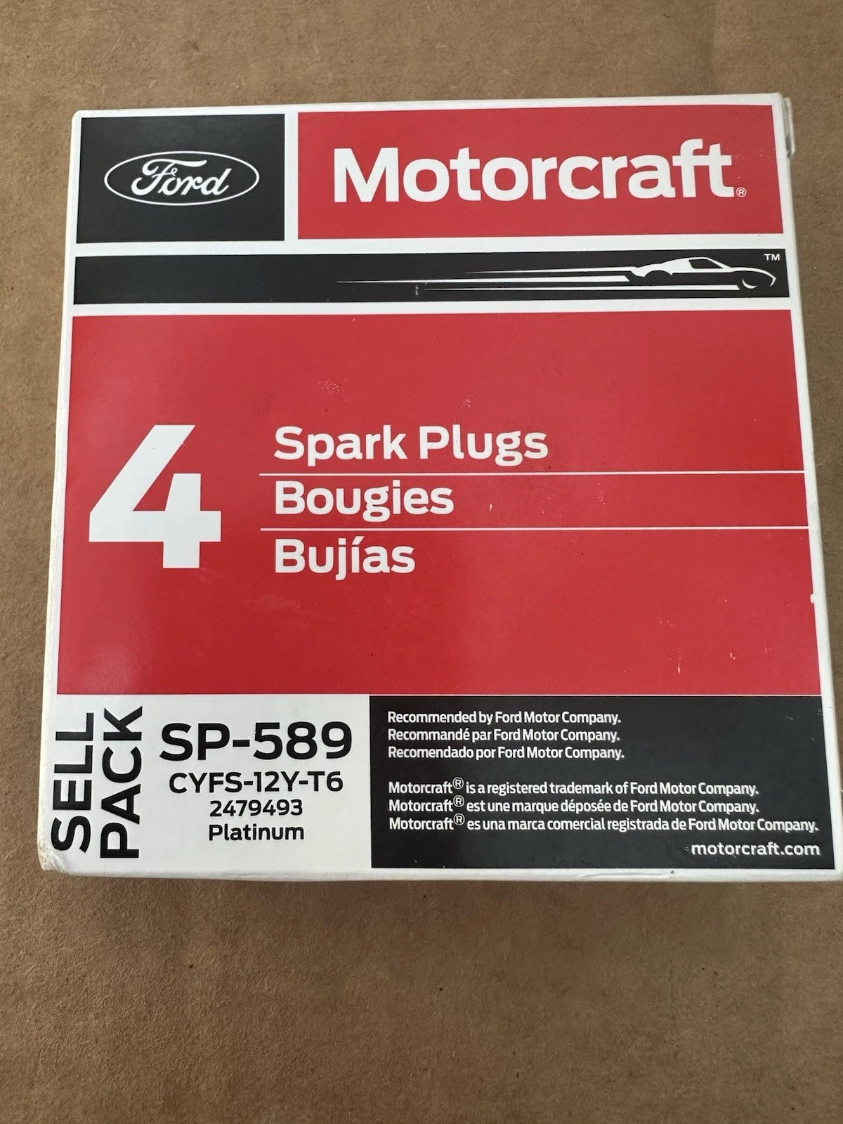 OEM Ford Motorcraft Spark Plugs (SP-589) CYFS-12Y-T6 Platinum 4 Pack