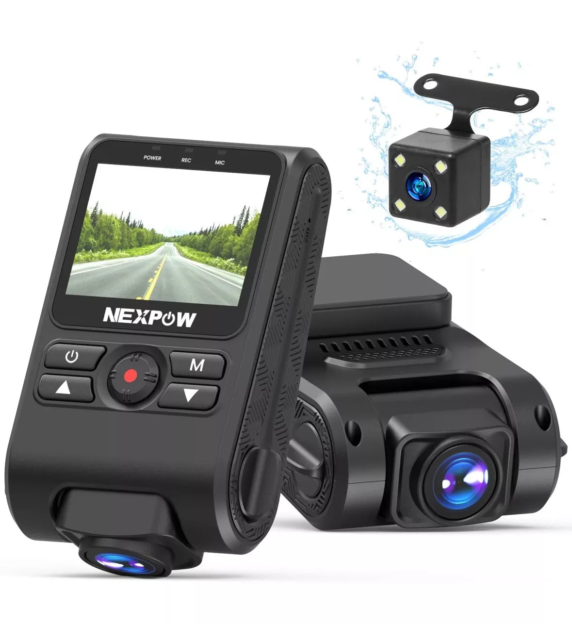 NEXPOW Dash Cam Front and Rear, 1080P Full HD Dash Camera, Car Camera with G-Sensor, Night Vision, 170°+150°Wide Angle, WDR, Loop Recording, Motion Detection, Parking Mode