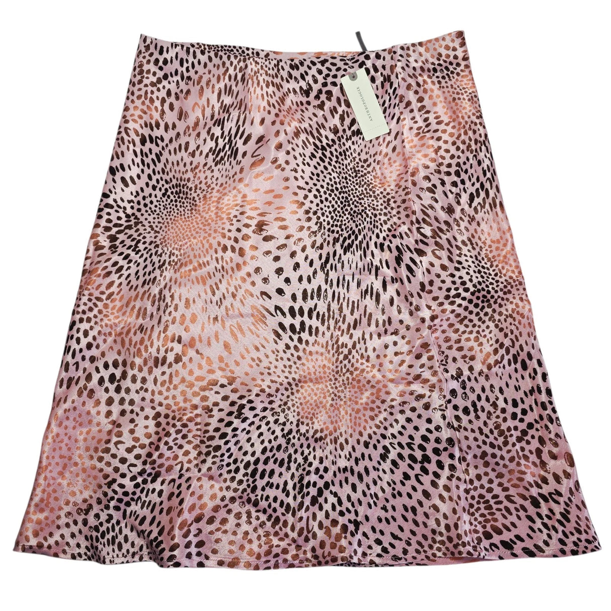 Anthropologie Pink Leopard Print Viscose A-Line Midi Skirt - Size: XL