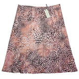 Anthropologie Pink Leopard Print Viscose A-Line Midi Skirt - Size: XL