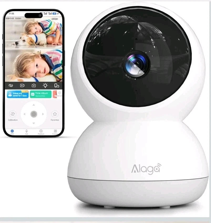Alaga 3K 360° Pan-Tilt Home Security Wi-Fi Camera - White