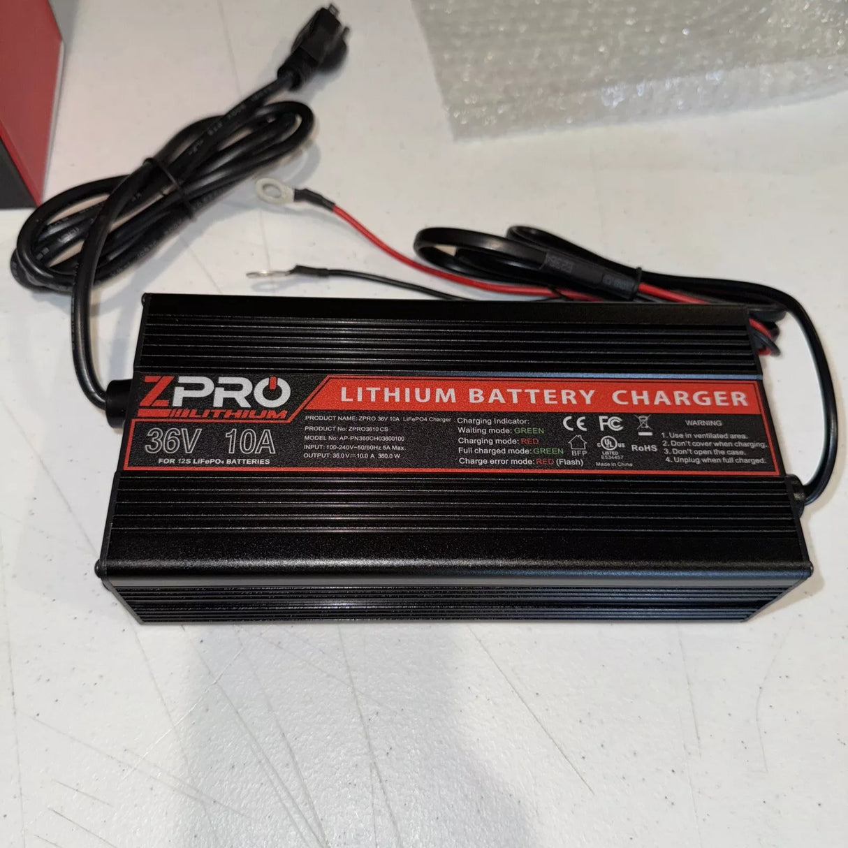 Zpro 36V 10A Lithium Battery Charger AP-PN360CH003600100(New Open Box)