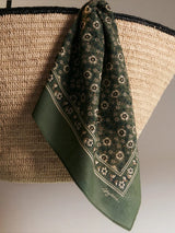 Sézane Le Foulard Green Floral Square Scarf (60/60cm)
