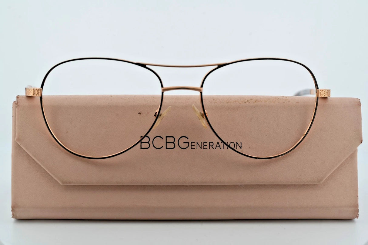 BCBGeneration Spicy Black Eyeglasses Frames Full Rim Metal Aviator 54-17-135