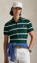 RLX Ralph Lauren Green Striped Tailored Fit Performance Collared Polo Shirt - Small