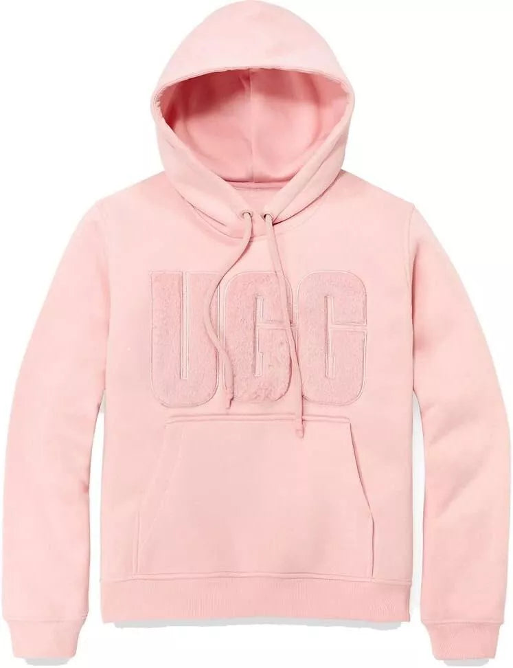 UGG Authentic Women's Rey Lotus Blossom Pink Fuzzy Logo Hoodie, L