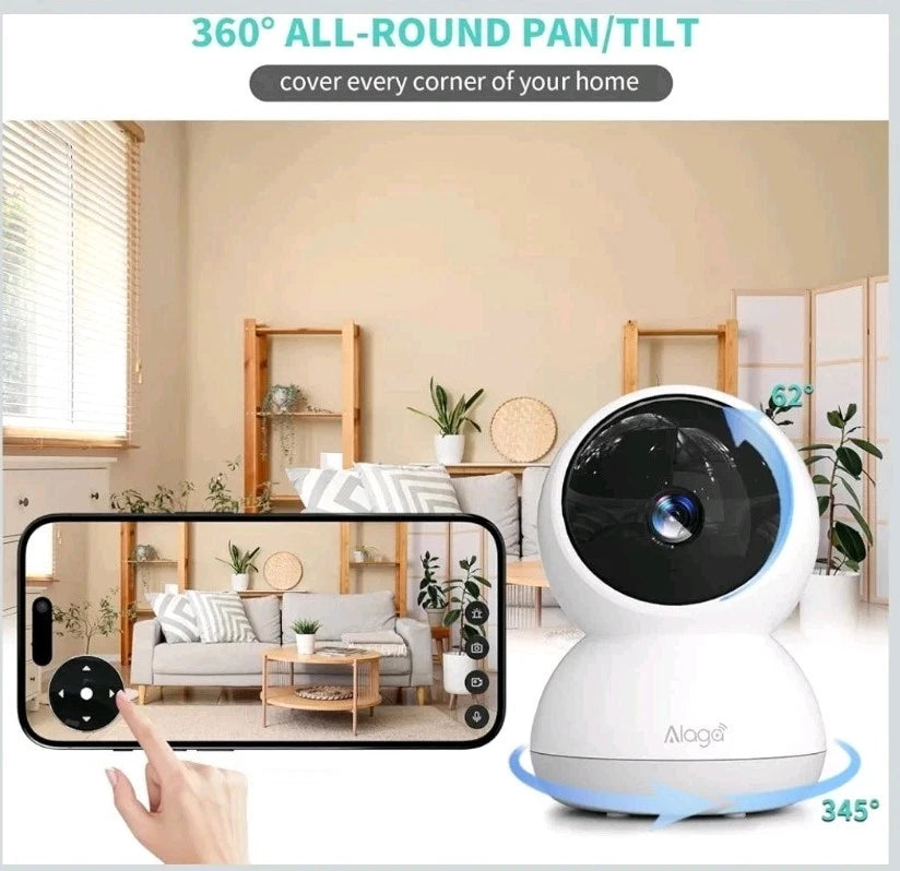 Alaga 3K 360° Pan-Tilt Home Security Wi-Fi Camera - White