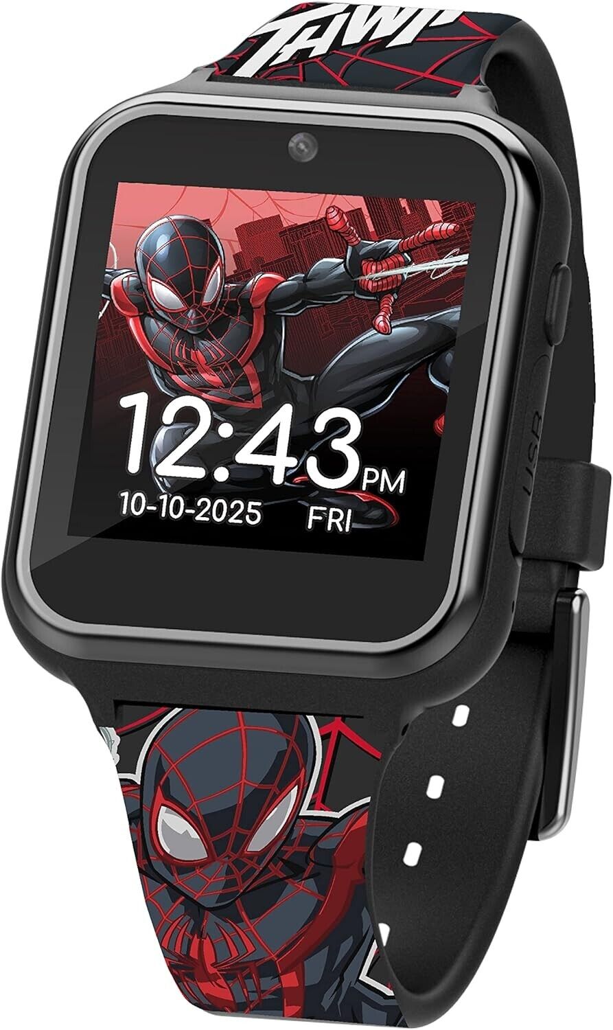 Accutime Kids Marvel Spider-Man Miles Morales Black Educational Touchscreen Smart Watch Toy for Boys, Girls, Toddlers -(OPEN BOX)