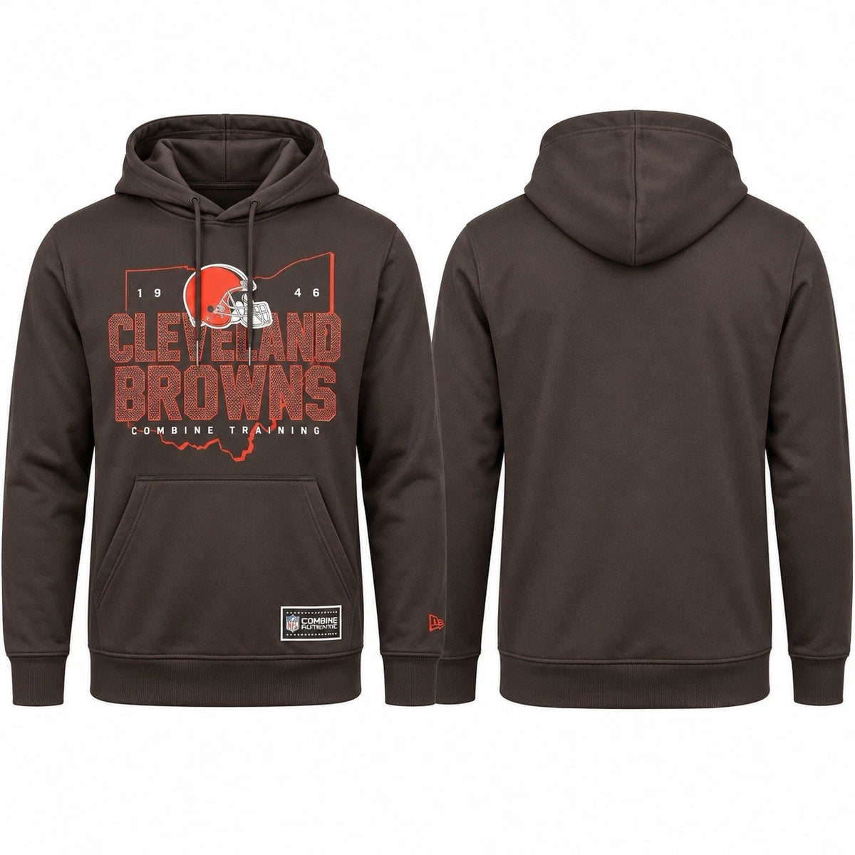 *New Era Cleveland Browns NFL Combine Authentic Men's Hoodie, Brown, Large