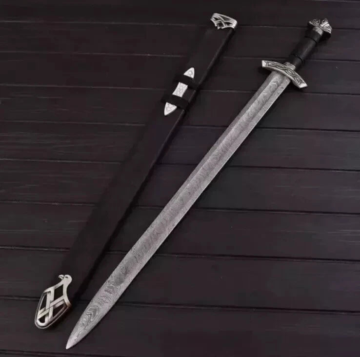 Northman 1095 Damascus Steel Viking Sword, 38 Inches, Full Tang, With Scabbard
