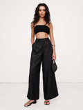 BANANA REPUBLIC | European Flax | Wide Leg Cropped Pants | Black | S