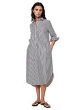 BANANA REPUBLIC | Cotton Asymmetrical Shirt Dress | Strips | XS