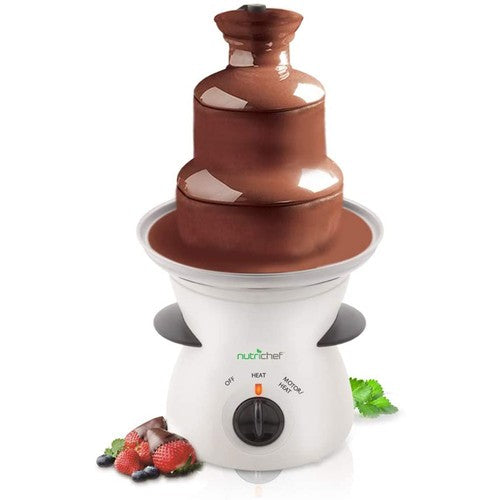 Nutrichef 3 Tier Chocolate Fondue Fountain - Electric Stainless Chocolate Dipping Warmer Machine