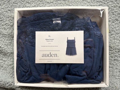 Women's Lace Trim Ribbed Cami Top and Shorts Pajama Set - Auden