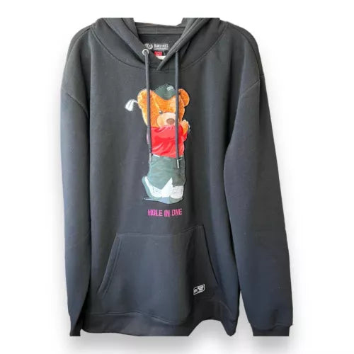 Black Pike Teddy Bear Golf" Hole In One " Hoodie Size MED (New)