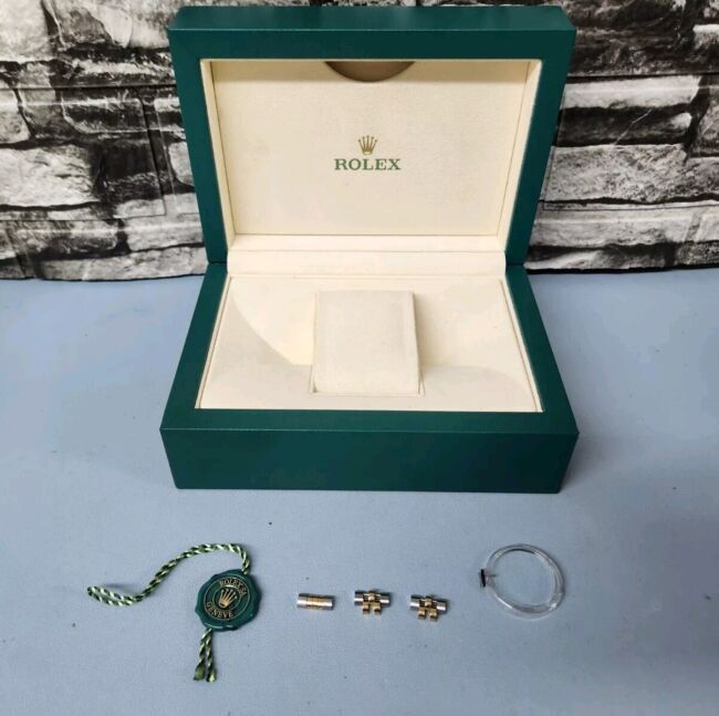 Rolex Green Wave Watch Box Set Authentic Oem Original Medium with Extra Links