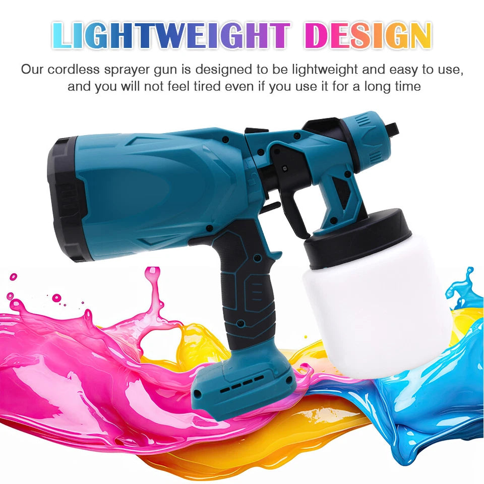 With 2 Batteries High Pressure Cordless Paint Sprayer Electric Spray Gun