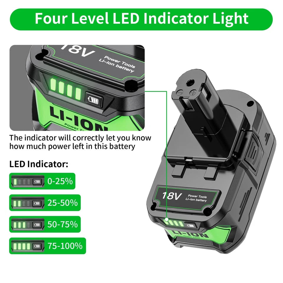 Uionvot Upgraded 8.0Ah Replace For Ryobi 18V Battery And Charger Combo
