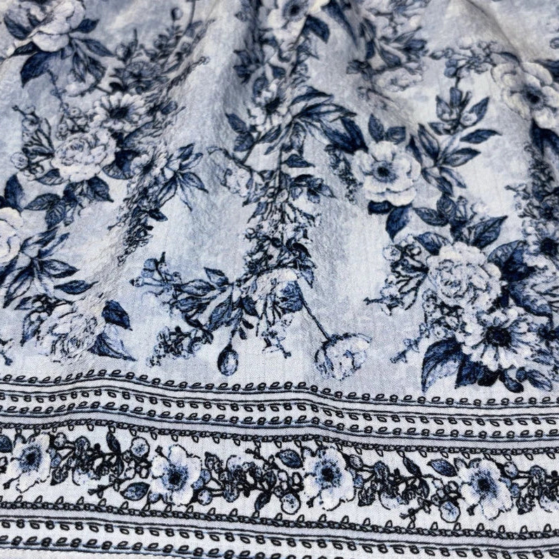 Max Studio London, Women's Maxi Blue Floral Smock Tiered Dress - 2XL