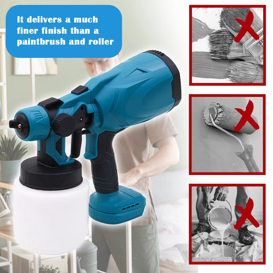 With 2 Batteries High Pressure Cordless Paint Sprayer Electric Spray Gun