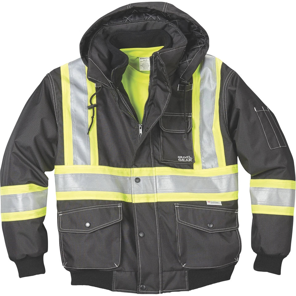 Gravel Gear Men's Class 1 High Visibility 3-in-1 Bomber Jacket, Lime, XL