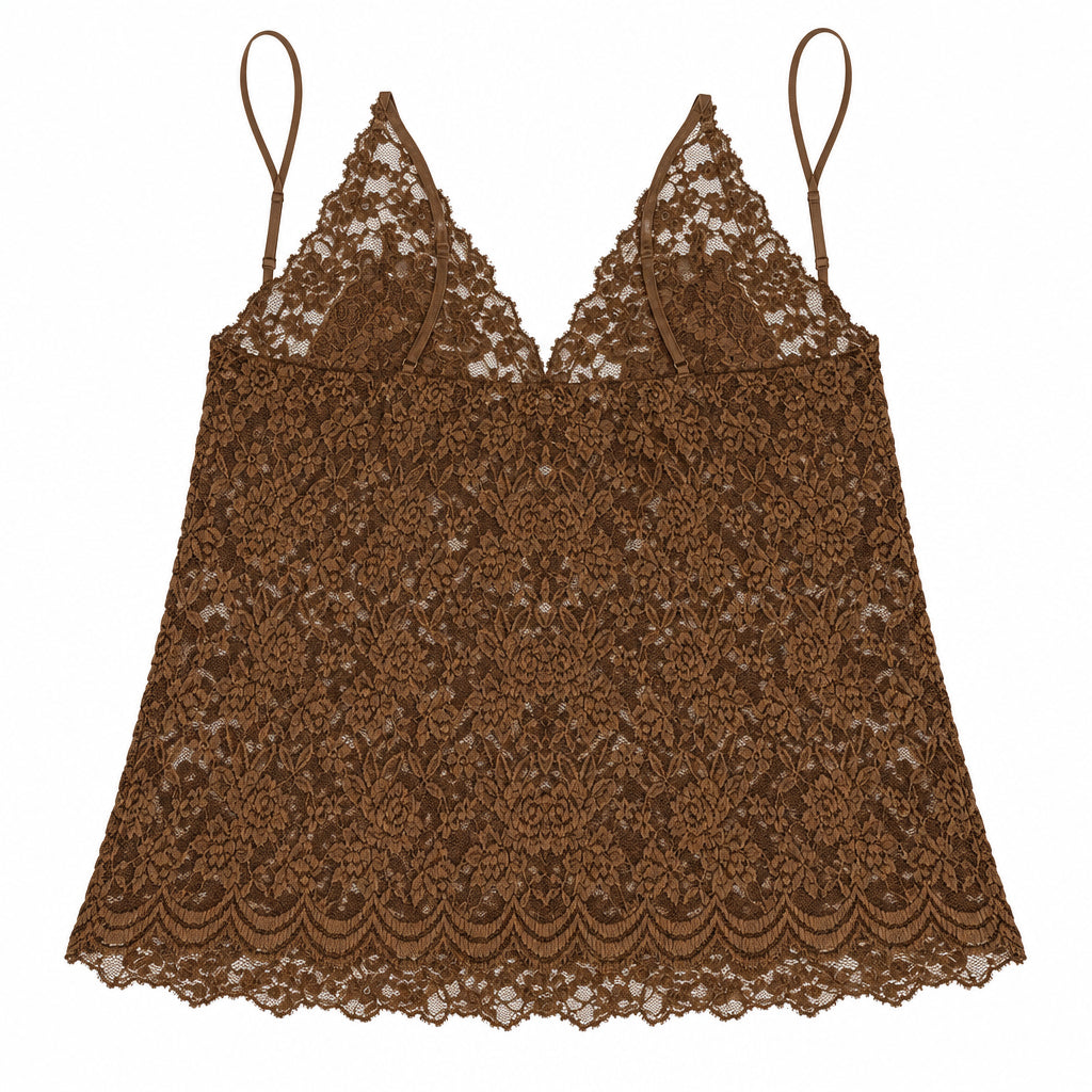 Broadway 38 Women Camisole Top Brown Bronze Hand Beaded Lace - Medium
