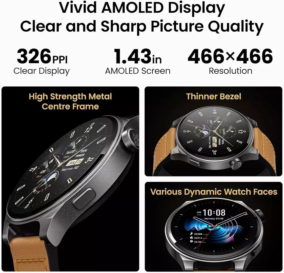 TOZO S5 Smart Watch (Answer/Make Calls), 1.43’’ AMOLED Smart Watches for Men Women 100+ Sport Modes Fitness Watch (NEW, OPEN BOX)