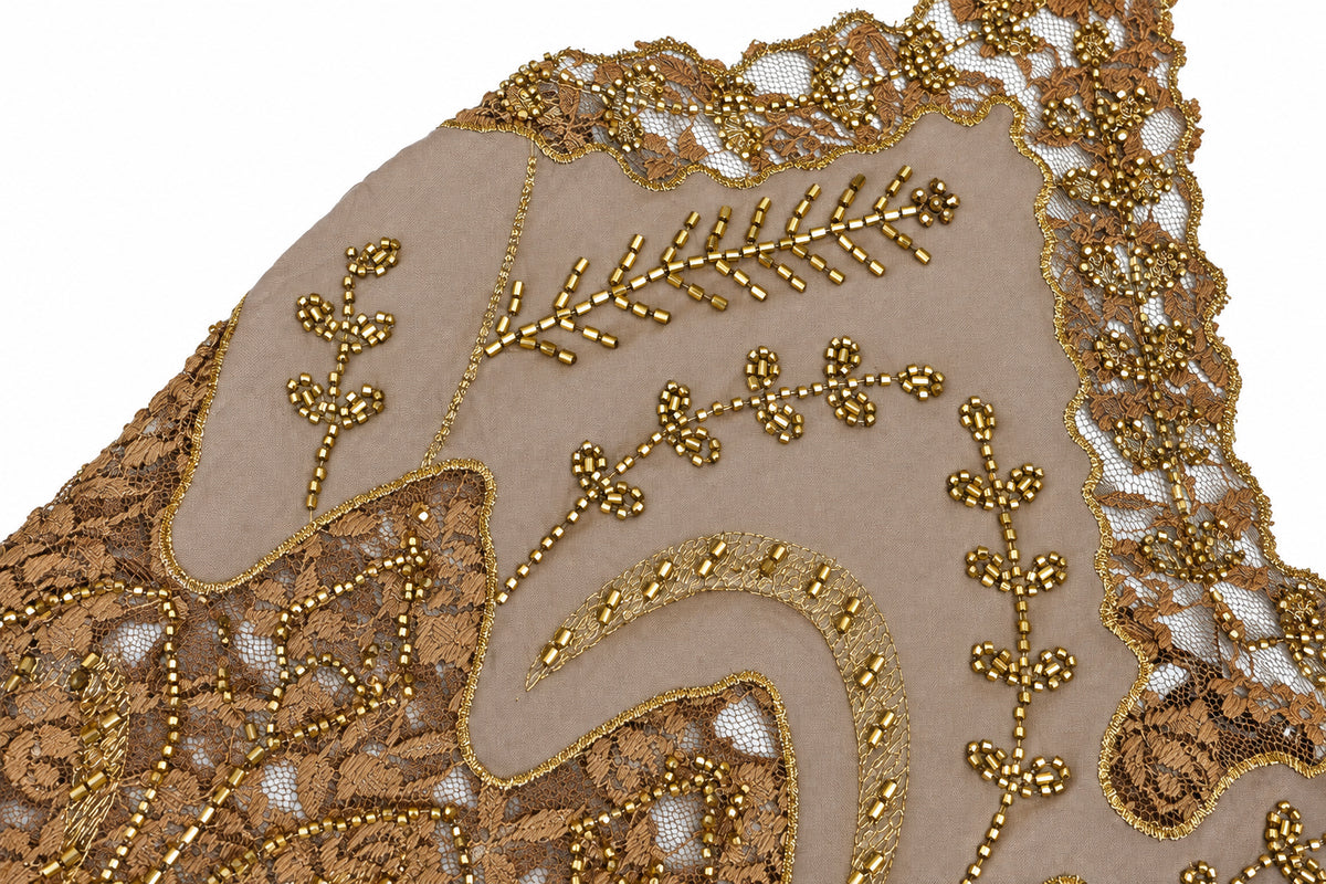Broadway 38 Women Camisole Top Brown Bronze Hand Beaded Lace - Medium