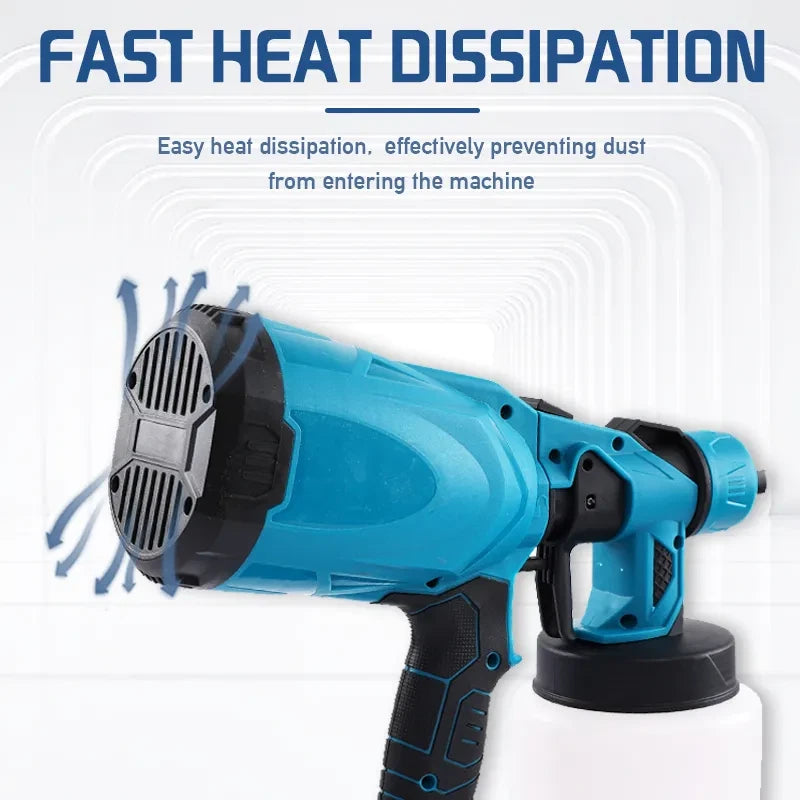 With 2 Batteries High Pressure Cordless Paint Sprayer Electric Spray Gun
