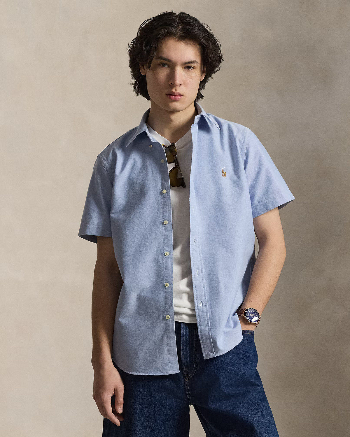 *POLO RALPH LAUREN Men's Classic Fit Oxford Shirt, Blue, XXL