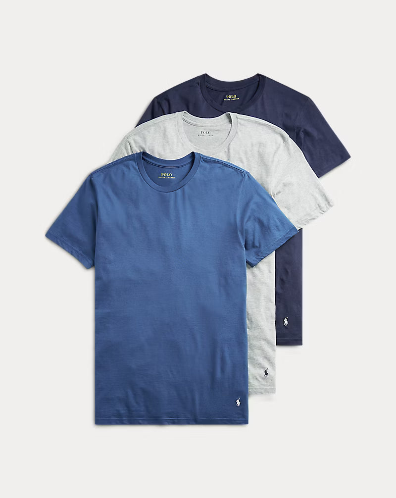 *RALPH LAUREN Classic Fit Wicking Crew 3-Pack, Blue Assort., Mens' XL