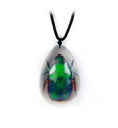 Green Rose Chafer Beetle Necklace