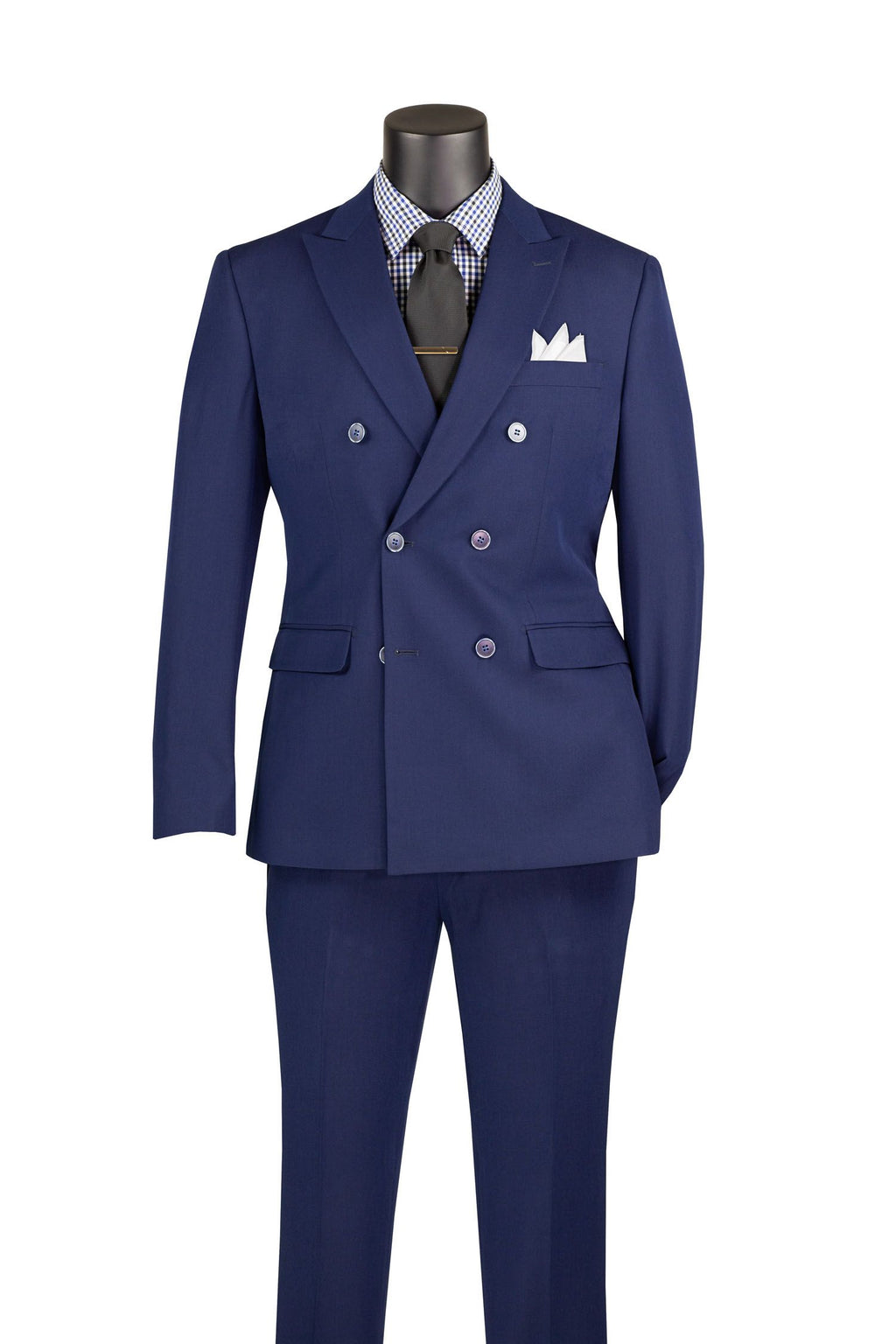 Vinci Philosophy - Slim Fit 2 Piece Suit with Adjustable Waistband, Navy (42R/36W)