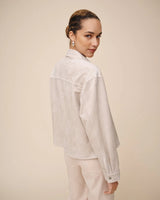 Bella Dahl Seamed Pocket Shacket - Panna Cotta Size: M