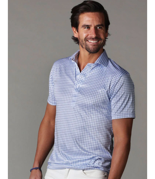 Collar&Co. Semi Spread Collar Polo- Blue Tattersall Size XL