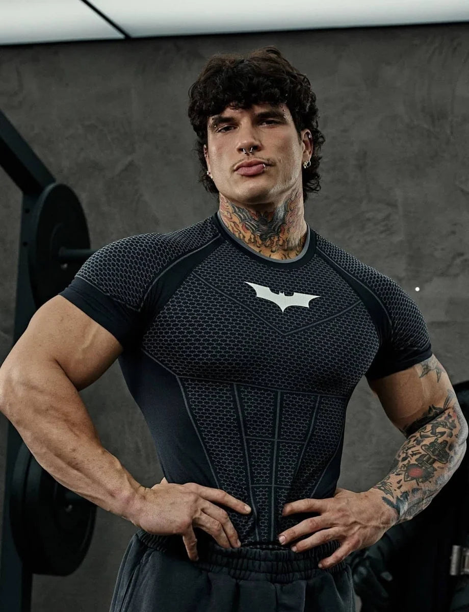 Batman Compression Tee for Men by YOUNGLA (Model #4259) - Black - Size Large