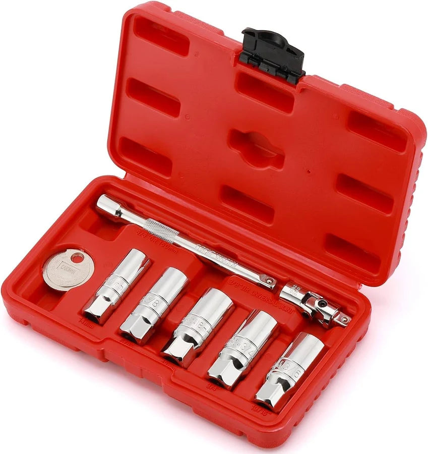 CASOMAN 3/8-Inch Drive Spark Plug Socket Set, 8-Piece Set