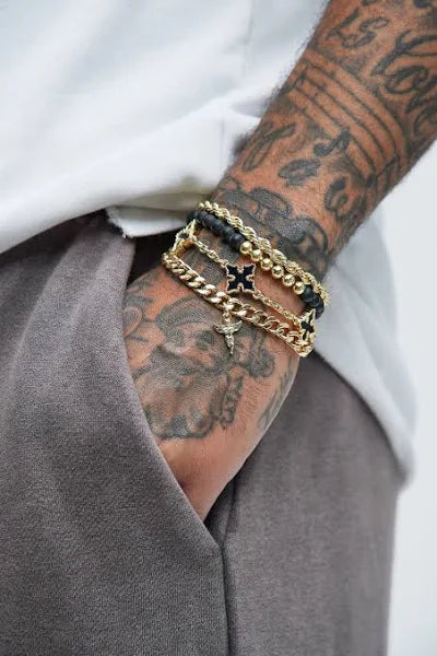 Nova Men More Than Blessed 4-piece Black/Gold Bracelet se