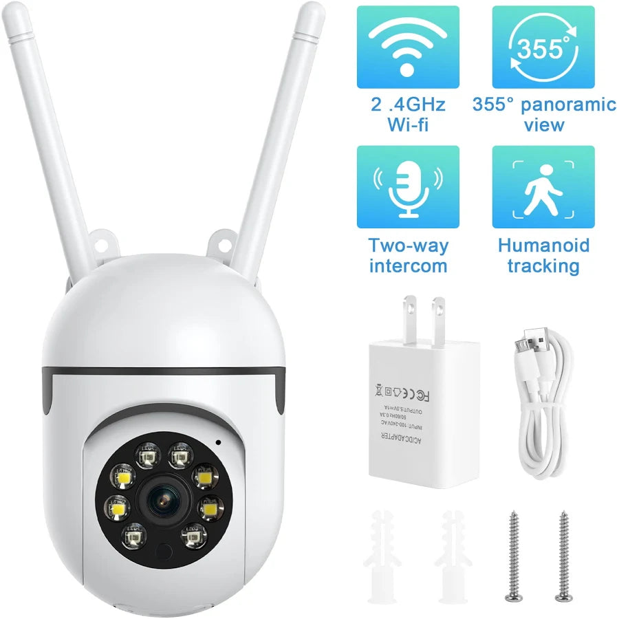 Cloud Storage - 2- Pack - 1080P Outdoor WiFi PTZ Security Camera, 2.4G&5GWiFi, Auto Tracking, 2 Way Audio, Spot Night Vision,support SD Card & Cloud Storage, Indoor/Outdoor CCTV Camera for Baby/Elderly